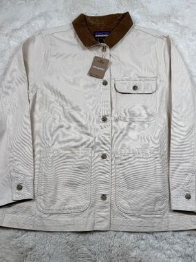 Patagonia NWT Women's Point Reyes Canvas Coat Button Up Undyed Natural XL